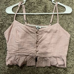 Pink button up crop top